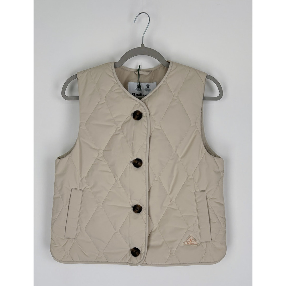 Women's Cream Quilted Vest - Picture 4 of 9